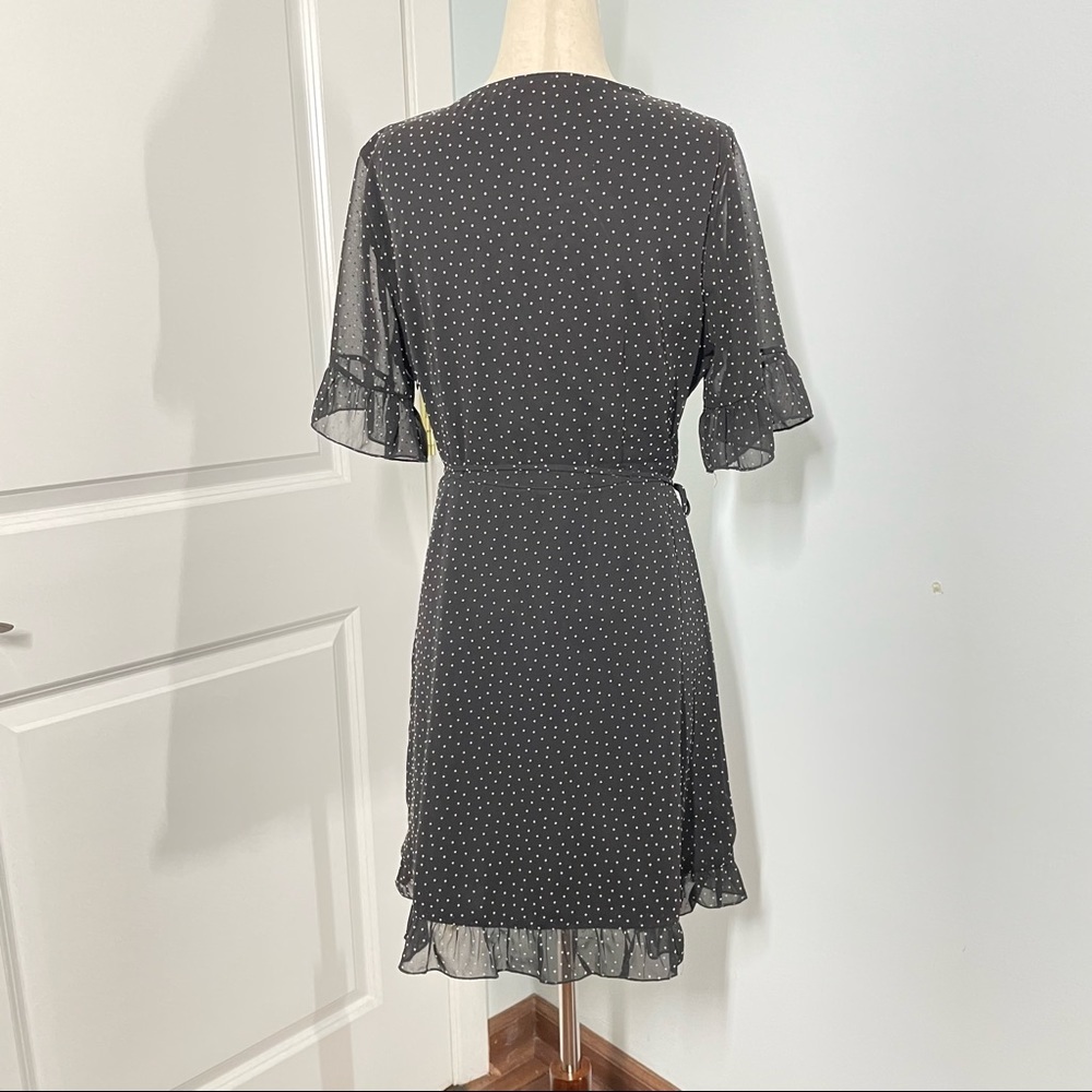 Sophronia Black Polka-Dot Wrap Dress size M - Picture 9 of 9